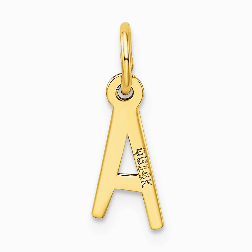 10K / 14K Yellow Gold Small Slanted Block Initial A Charm - Product Photo