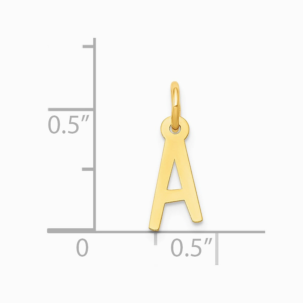 10K / 14K Yellow Gold Small Slanted Block Initial A Charm - Product Photo