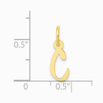 10K / 14K Yellow Gold Small Slanted Block Initial C Charm - Product Photo