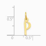 10K / 14K Yellow Gold Small Slanted Block Initial P Charm - Product Photo