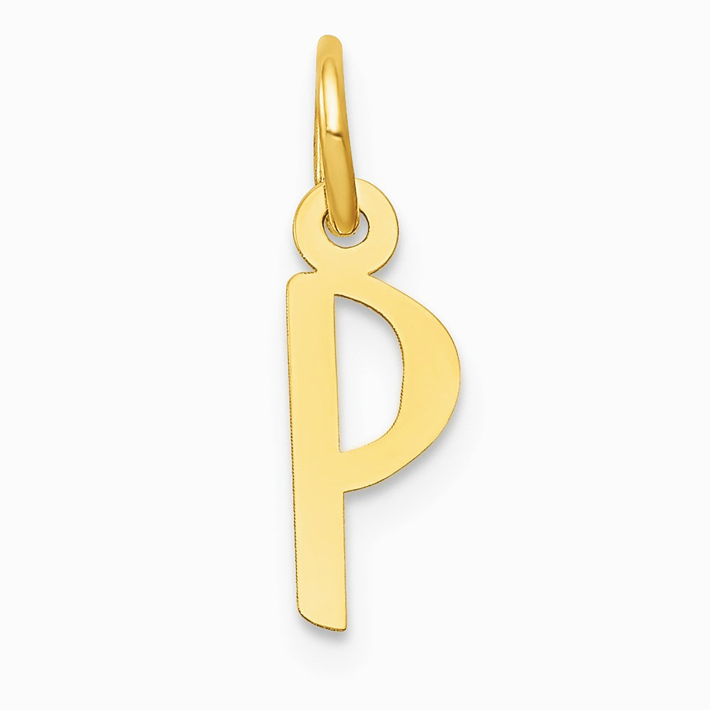 10K / 14K Yellow Gold Small Slanted Block Initial P Charm - Product Photo