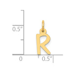 10K / 14K Yellow Gold Small Slanted Block Initial R Charm - Product Photo