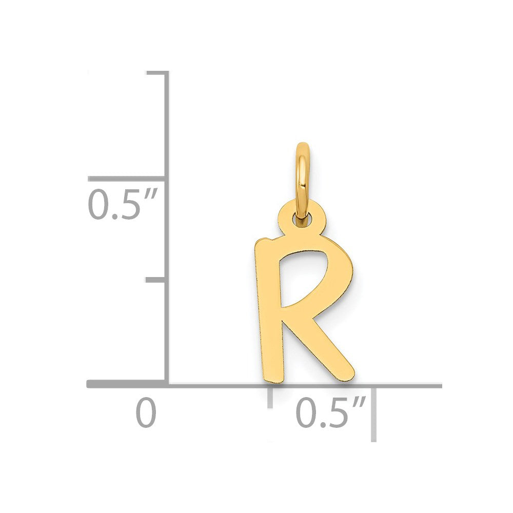 10K / 14K Yellow Gold Small Slanted Block Initial R Charm - Product Photo
