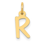 10K / 14K Yellow Gold Small Slanted Block Initial R Charm - Product Photo