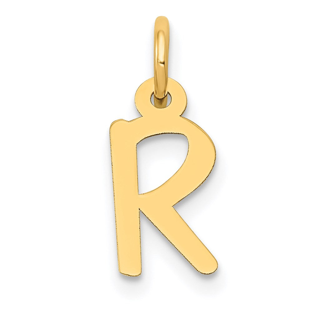 10K / 14K Yellow Gold Small Slanted Block Initial R Charm - Product Photo
