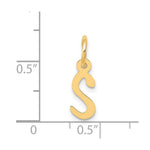 10K / 14K Yellow Gold Small Slanted Block Initial S Charm - Product Photo