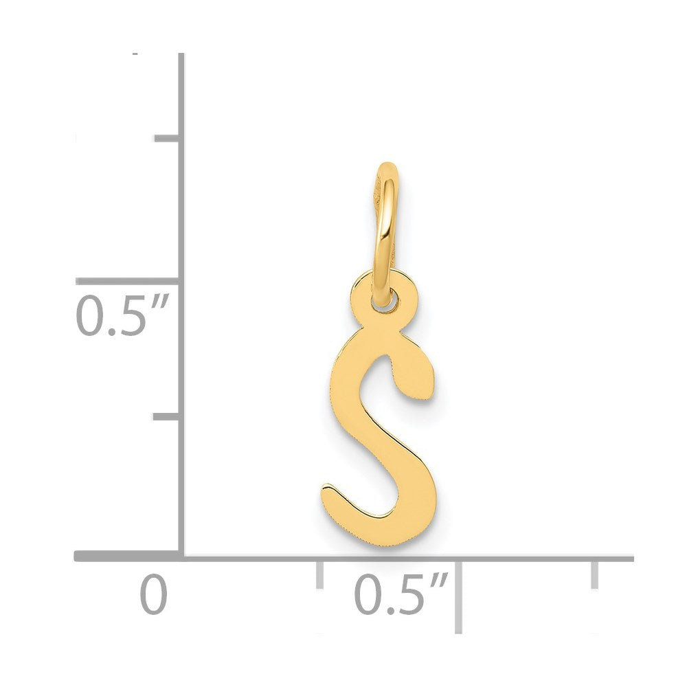 10K / 14K Yellow Gold Small Slanted Block Initial S Charm - Product Photo