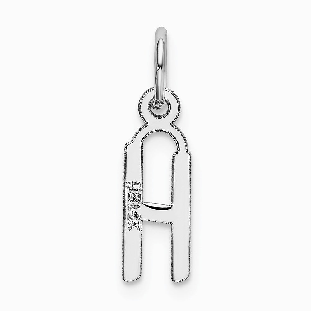 10K / 14K White Gold Small Slanted Block Initial H Charm - Product Photo
