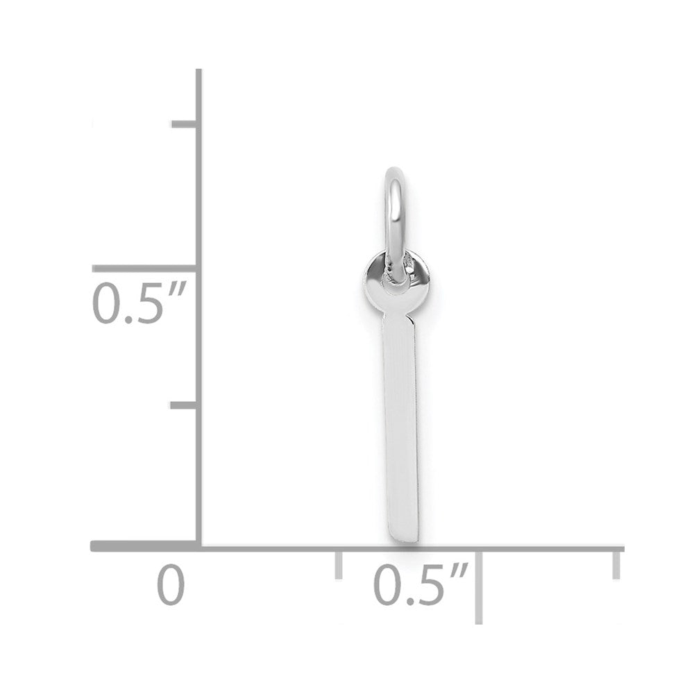 10K / 14K White Gold Small Slanted Block Initial I Charm - Product Photo