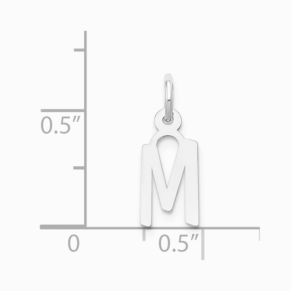 10K / 14K White Gold Small Slanted Block Initial M Charm - Product Photo
