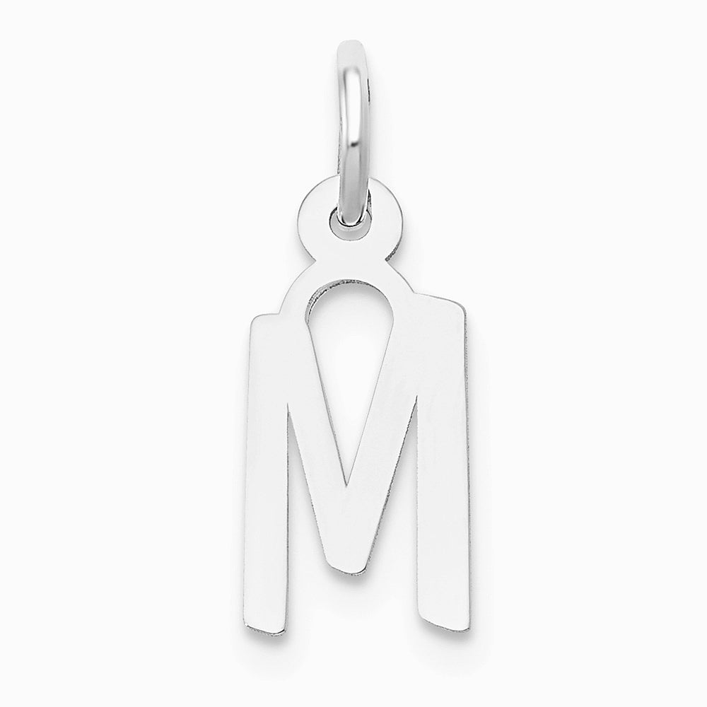 10K / 14K White Gold Small Slanted Block Initial M Charm - Product Photo
