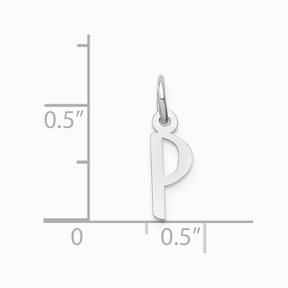 10K / 14K White Gold Small Slanted Block Initial P Charm - Product Photo