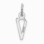 10K / 14K White Gold Small Slanted Block Initial V Charm - Product Photo