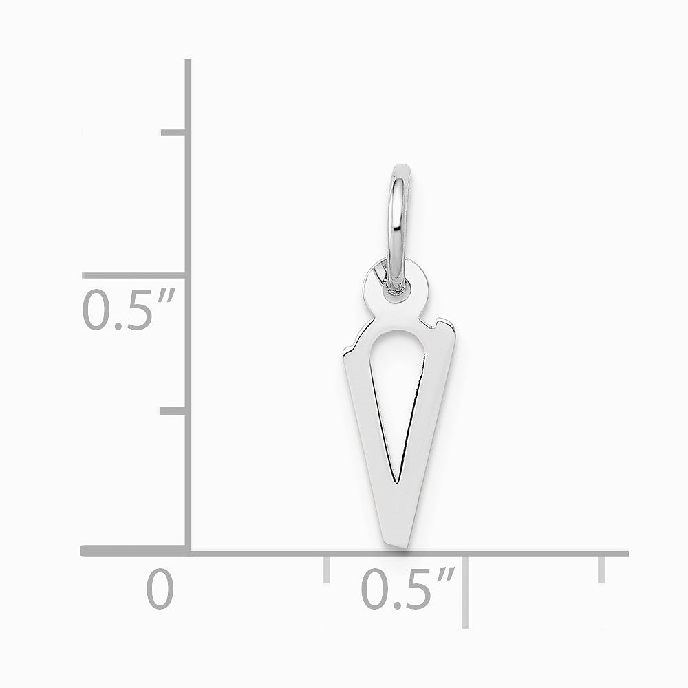 10K / 14K White Gold Small Slanted Block Initial V Charm - Product Photo