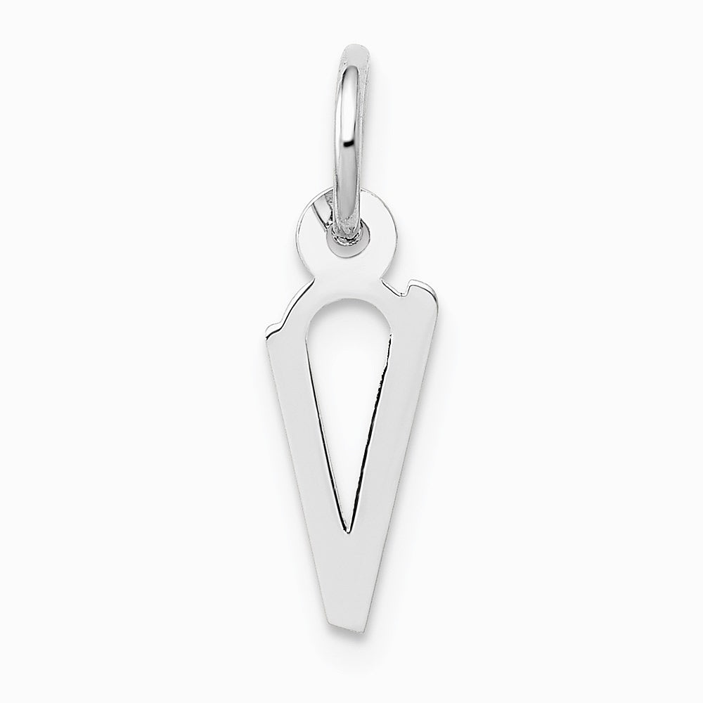 10K / 14K White Gold Small Slanted Block Initial V Charm - Product Photo