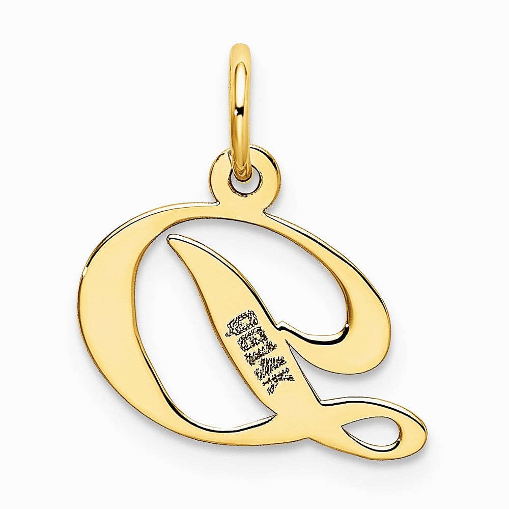 10K / 14K Yellow Gold Medium Fancy Script Initial D Charm - Product Photo