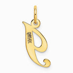 10K / 14K Yellow Gold Medium Fancy Script Initial I Charm - Product Photo