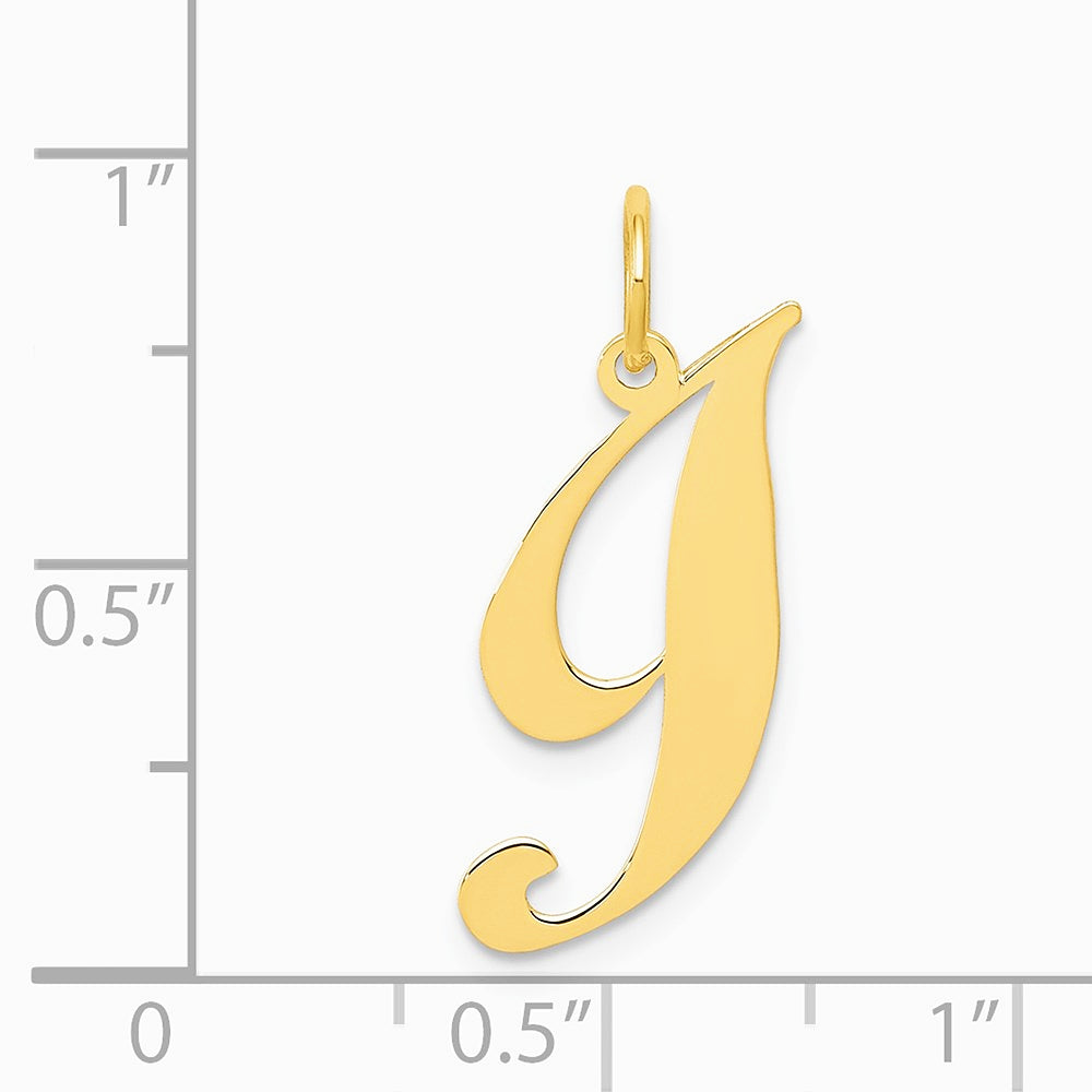 10K / 14K Yellow Gold Medium Fancy Script Initial I Charm - Product Photo