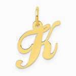 10K / 14K White Gold Medium Fancy Script Initial K Charm - Product Photo
