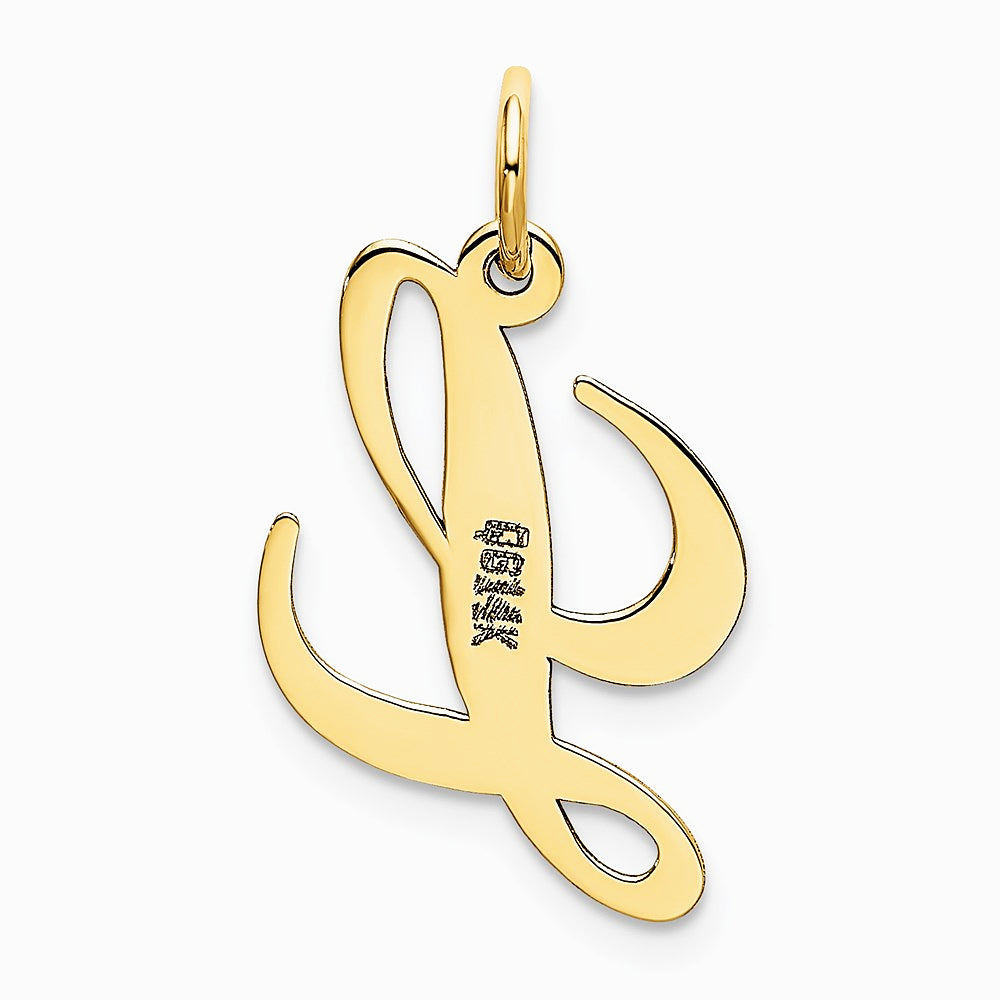 10K / 14K Yellow Gold Medium Fancy Script Initial L Charm - Product Photo