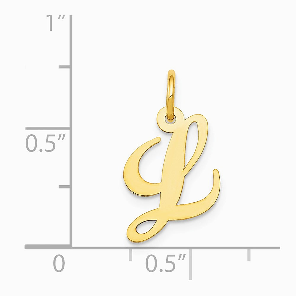 10K / 14K Yellow Gold Medium Fancy Script Initial L Charm - Product Photo