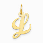 10K / 14K Yellow Gold Medium Fancy Script Initial L Charm - Product Photo