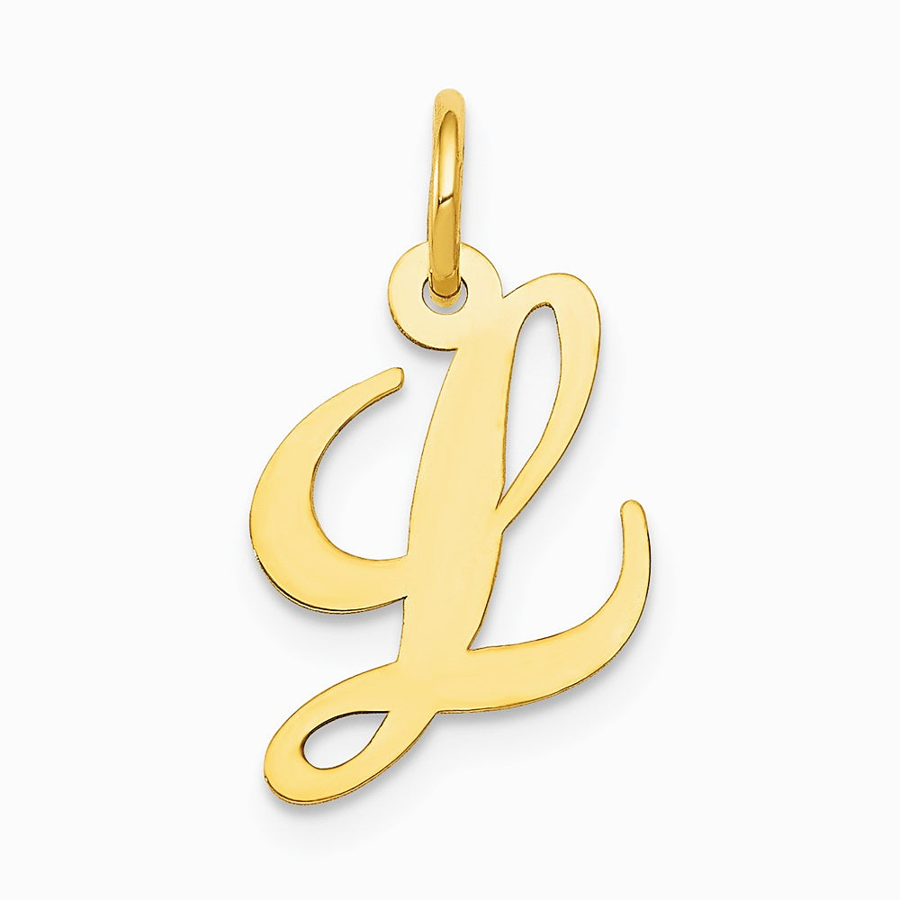10K / 14K Yellow Gold Medium Fancy Script Initial L Charm - Product Photo
