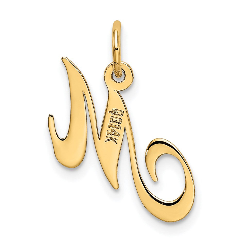 10K / 14K Yellow Gold Medium Fancy Script Initial M Charm - Product Photo