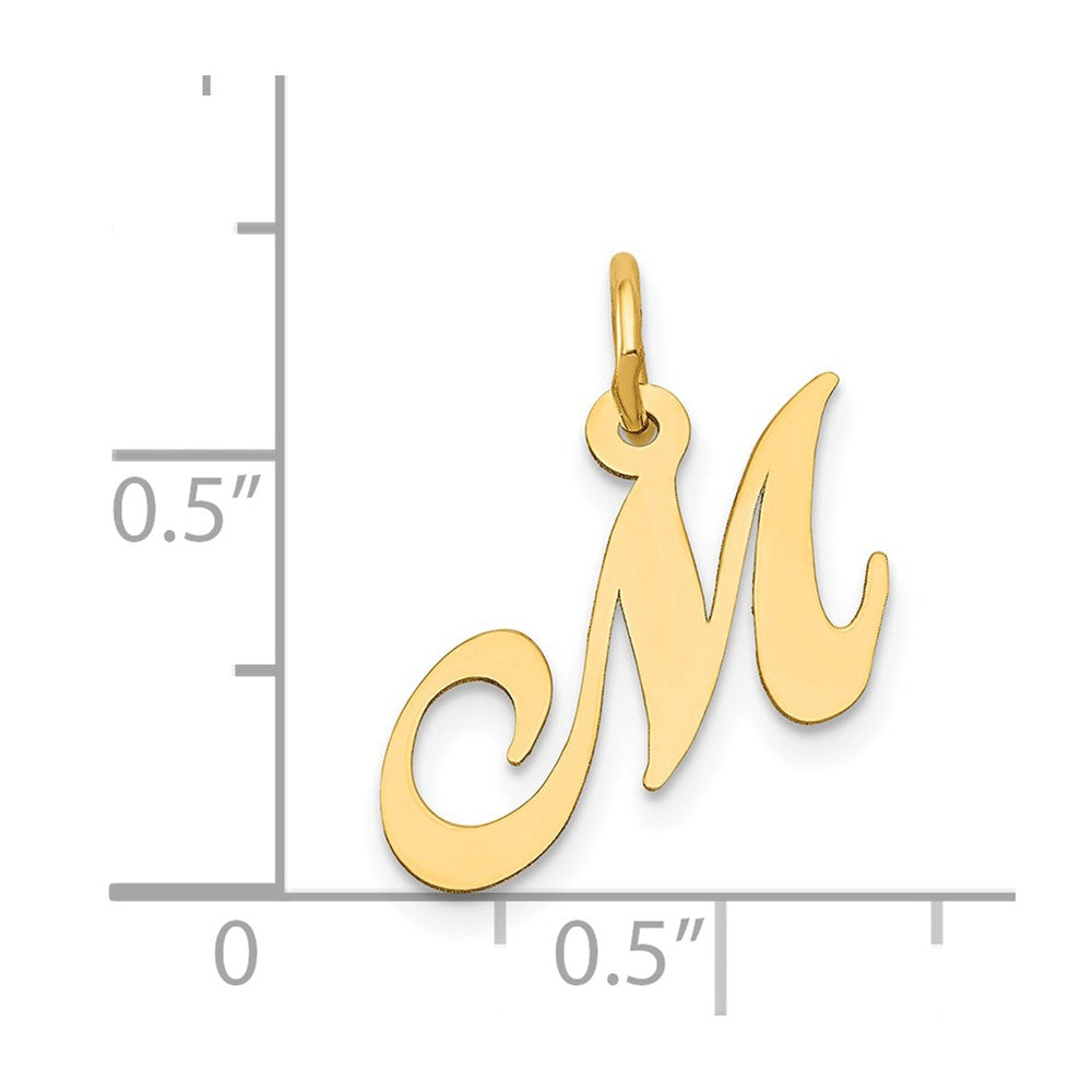 10K / 14K Yellow Gold Medium Fancy Script Initial M Charm - Product Photo
