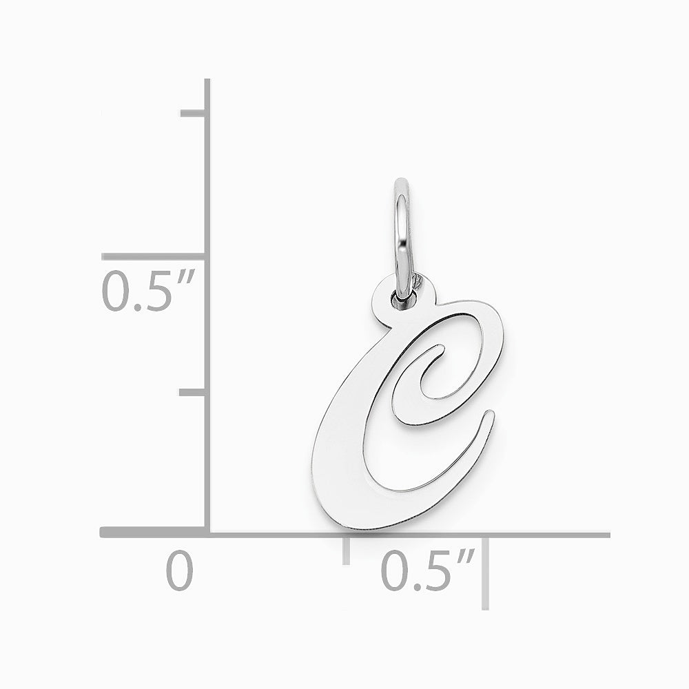 10K / 14K White Gold Medium Fancy Script Initial C Charm - Product Photo