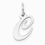 10K / 14K White Gold Medium Fancy Script Initial C Charm - Product Photo