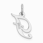10K / 14K White Gold Medium Fancy Script Initial F Charm - Product Photo