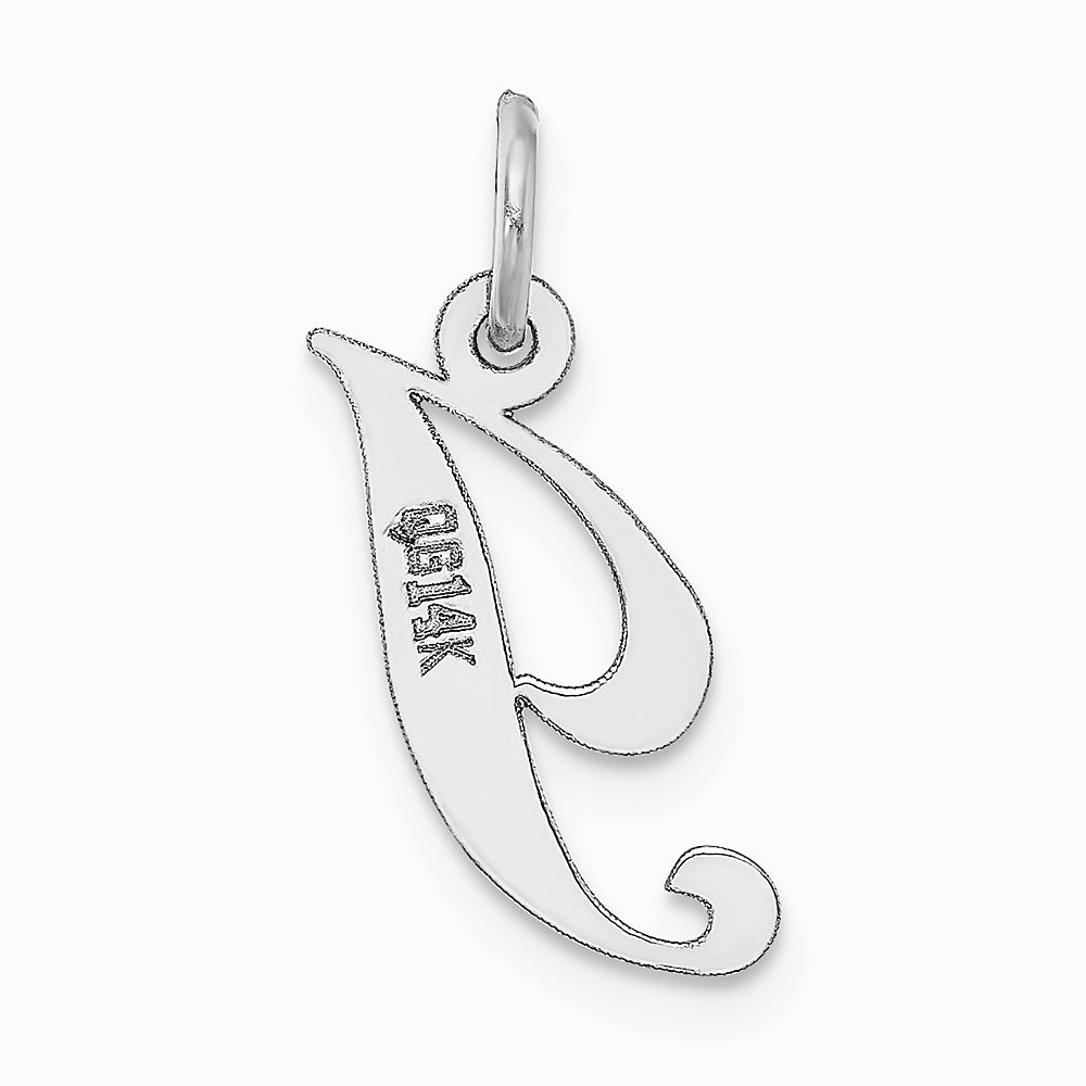 10K / 14K White Gold Medium Fancy Script Initial I Charm - Product Photo