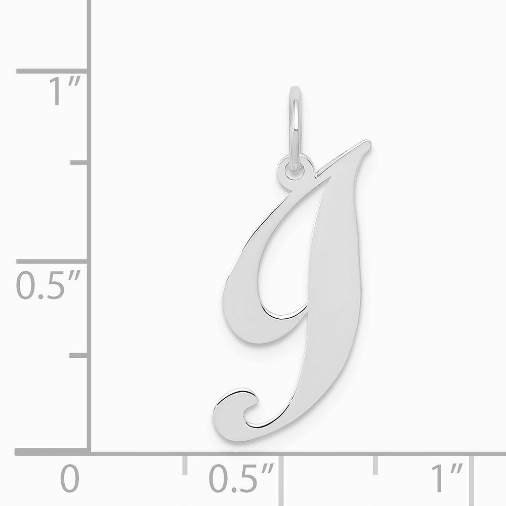 10K / 14K White Gold Medium Fancy Script Initial I Charm - Product Photo