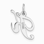 10K / 14K White Gold Medium Fancy Script Initial K Charm - Product Photo