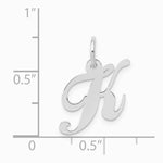 10K / 14K White Gold Medium Fancy Script Initial K Charm - Product Photo