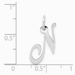 10K / 14K White Gold Medium Fancy Script Initial N Charm - Product Photo