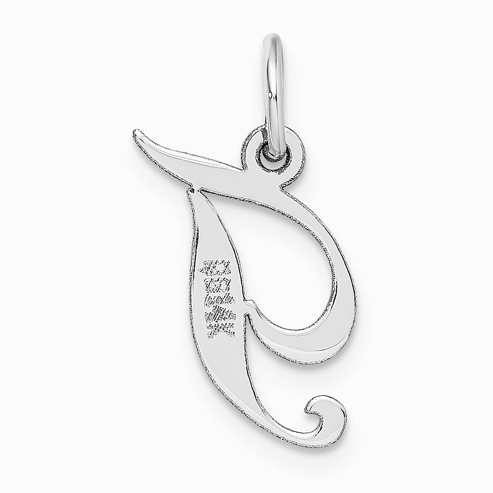 10K / 14K White Gold Medium Fancy Script Initial T Charm - Product Photo