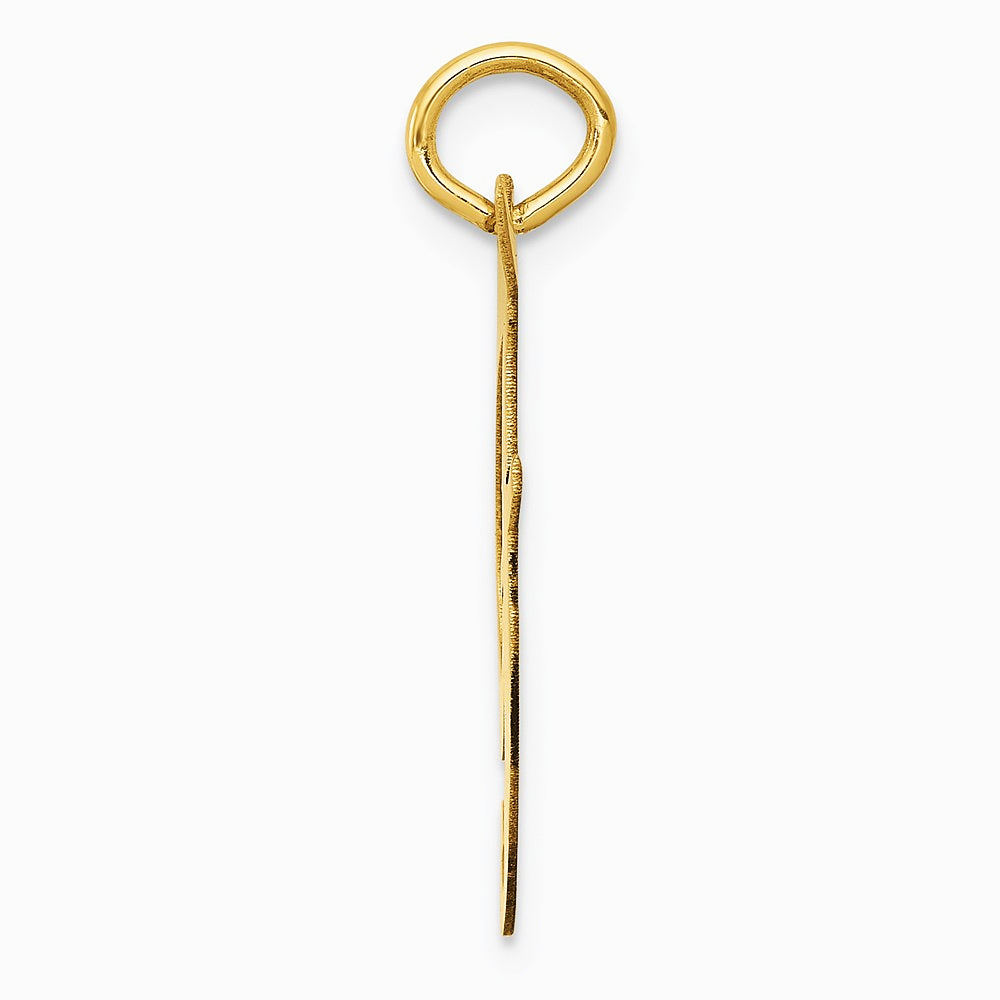 10K / 14K Yellow Gold Large Fancy Script Letter F Initial Charm - Product Photo