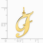 10K / 14K Yellow Gold Large Fancy Script Letter F Initial Charm - Product Photo