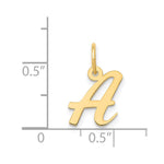 10K / 14K Yellow Gold Small Script Initial A Charm - Product Photo