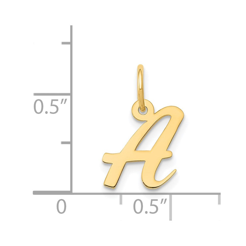 10K / 14K Yellow Gold Small Script Initial A Charm - Product Photo