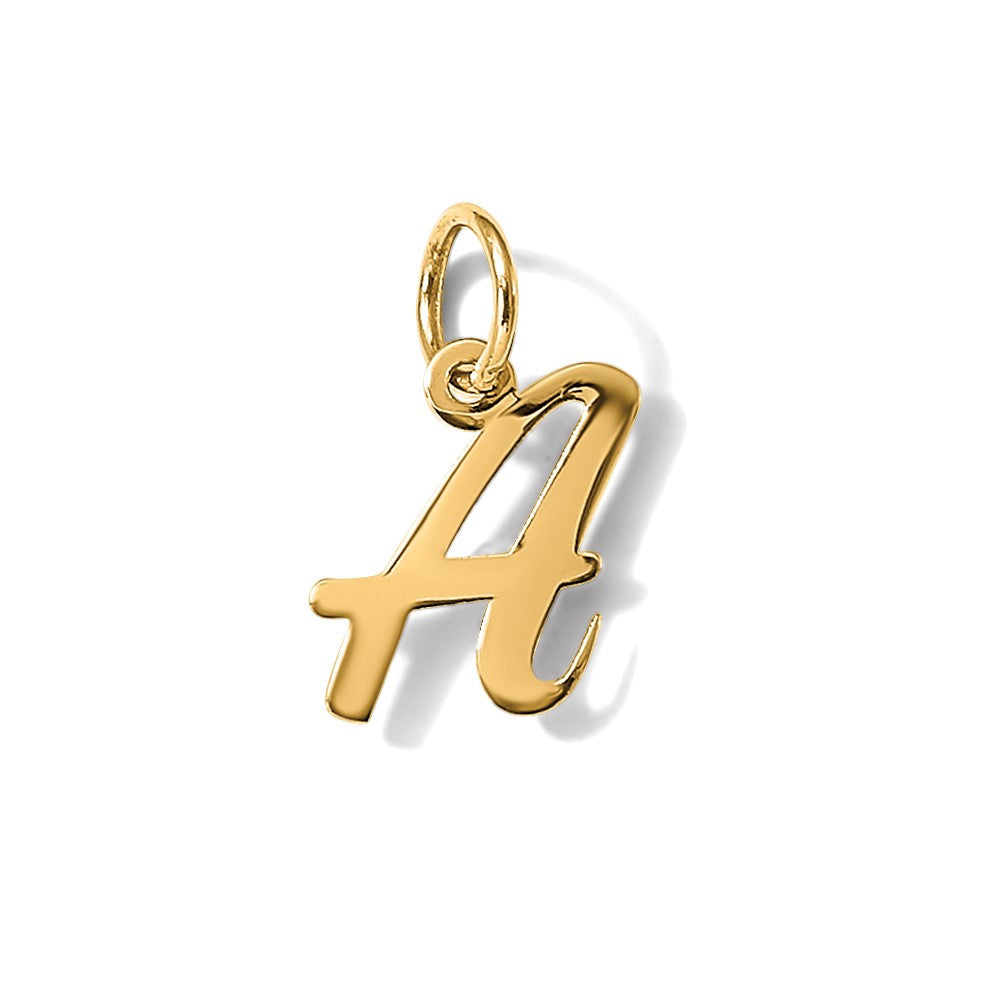 10K / 14K Yellow Gold Small Script Initial A Charm - Product Photo
