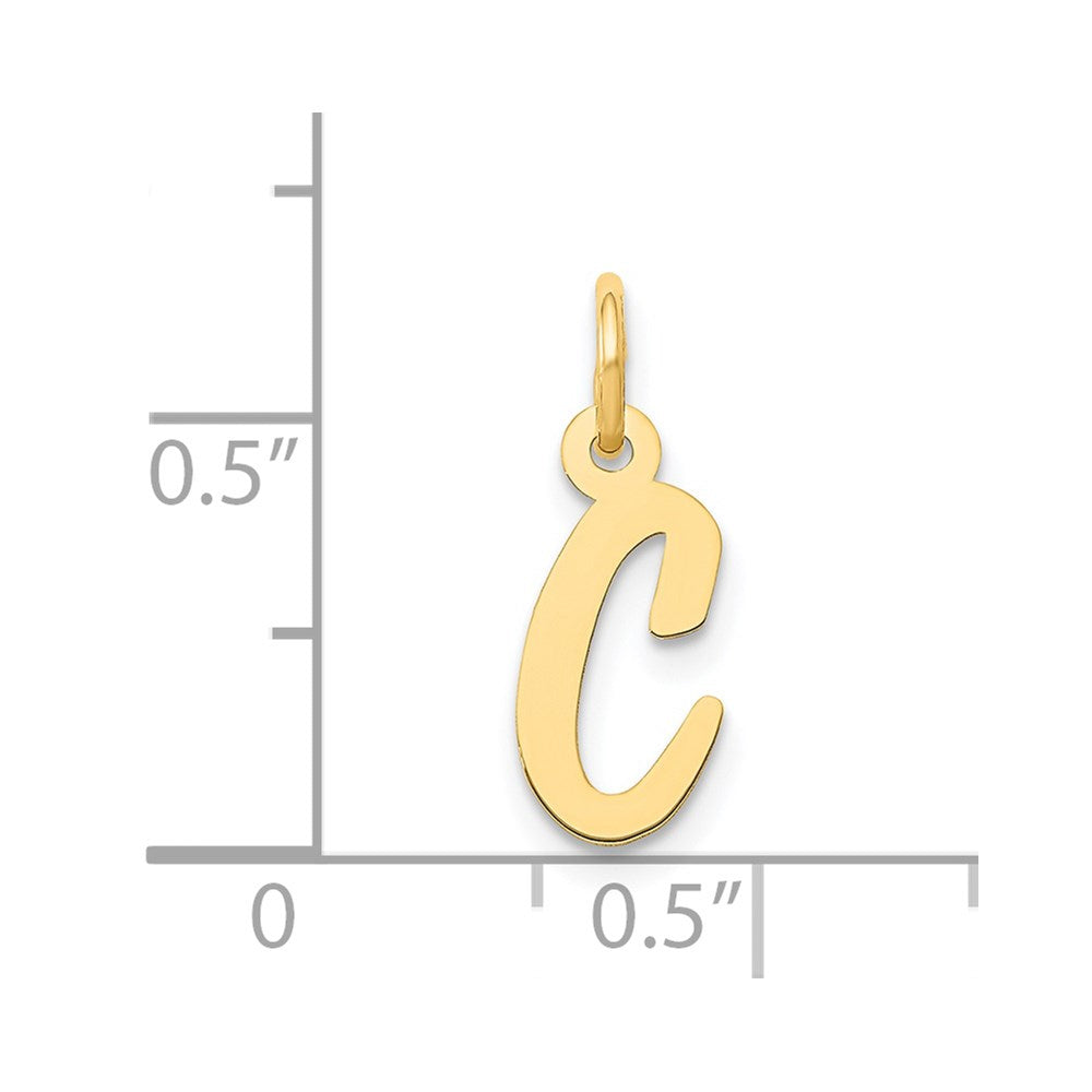 10K / 14K Yellow Gold Small Script Initial C Charm - Product Photo