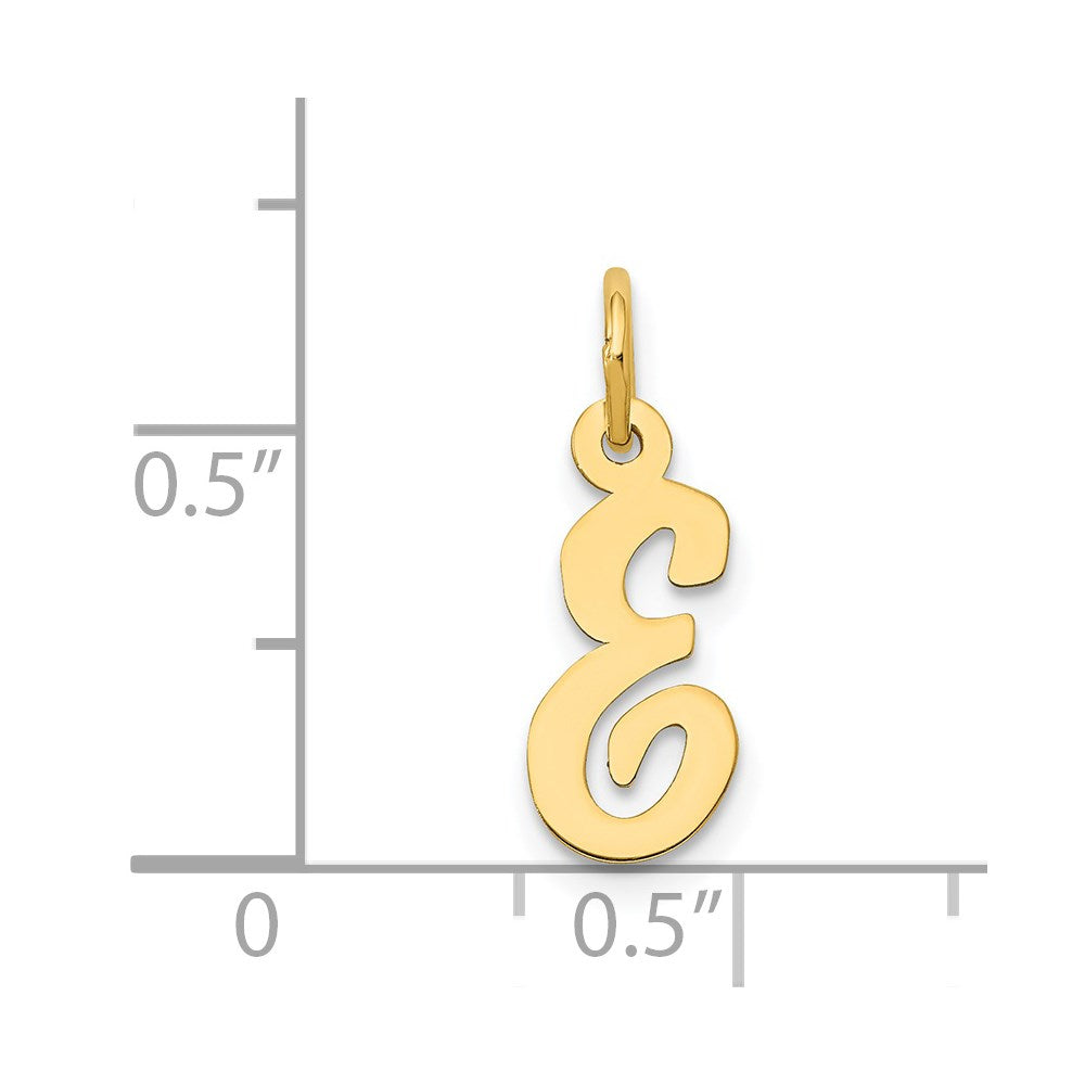 10K / 14K Yellow Gold Small Script Initial E Charm - Product Photo