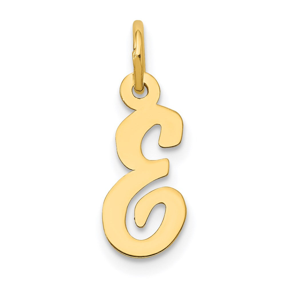 10K / 14K Yellow Gold Small Script Initial E Charm - Product Photo