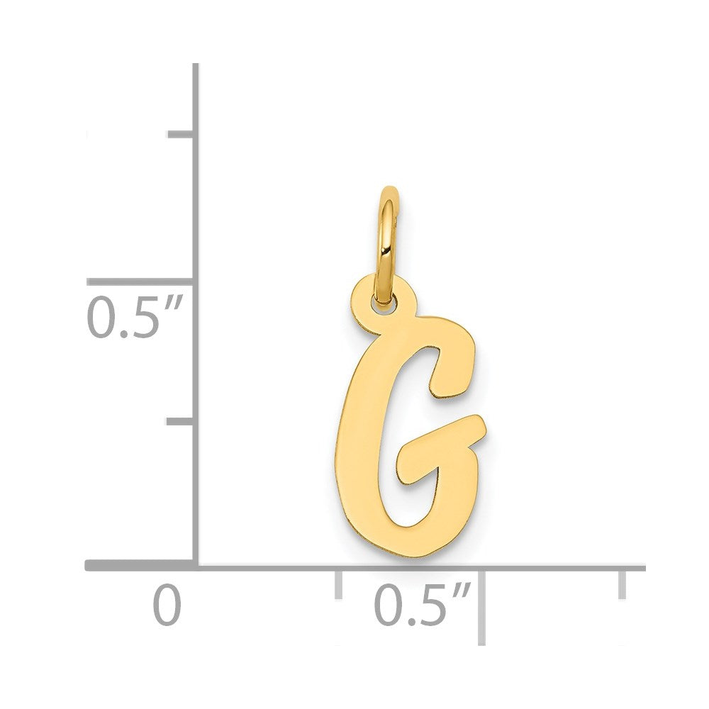 10K / 14K Yellow Gold Small Script Initial G Charm - Product Photo