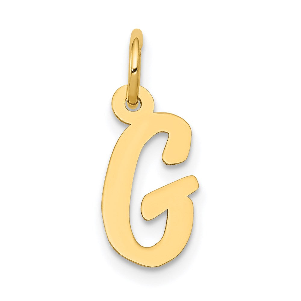 10K / 14K Yellow Gold Small Script Initial G Charm - Product Photo