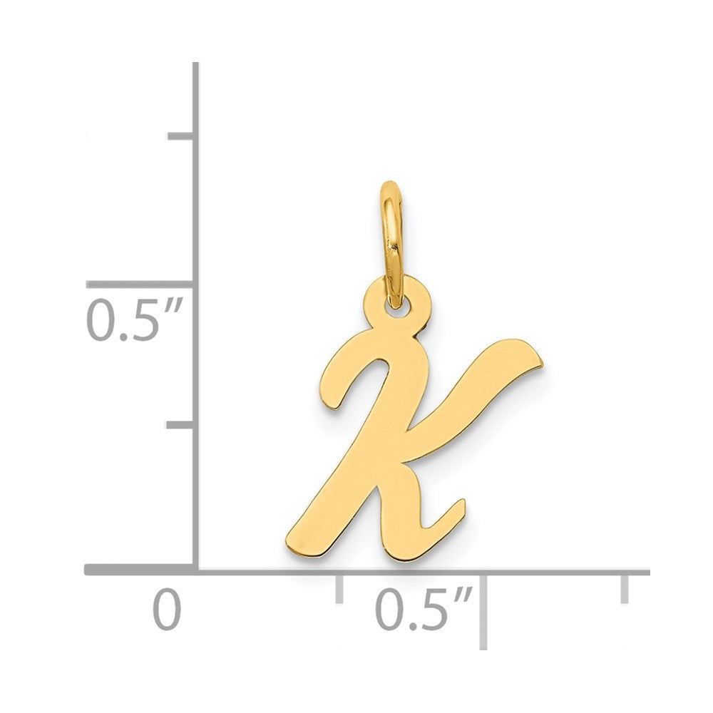 10K / 14K Yellow Gold Small Script Initial K Charm - Product Photo