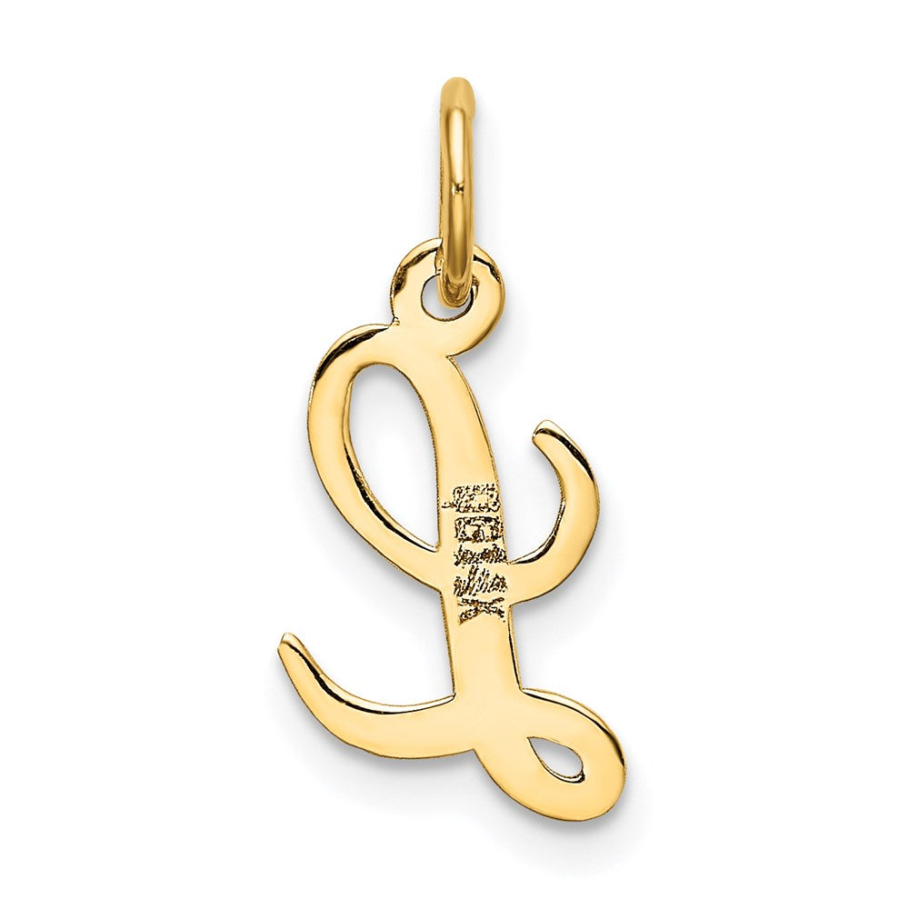 10K / 14K Yellow Gold Small Script Initial L Charm - Product Photo